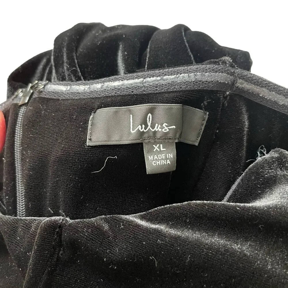 Lulus XL My Dream Come True Velvet Strapless Maxi Dress Black Slit Long - Picture 2 of 13